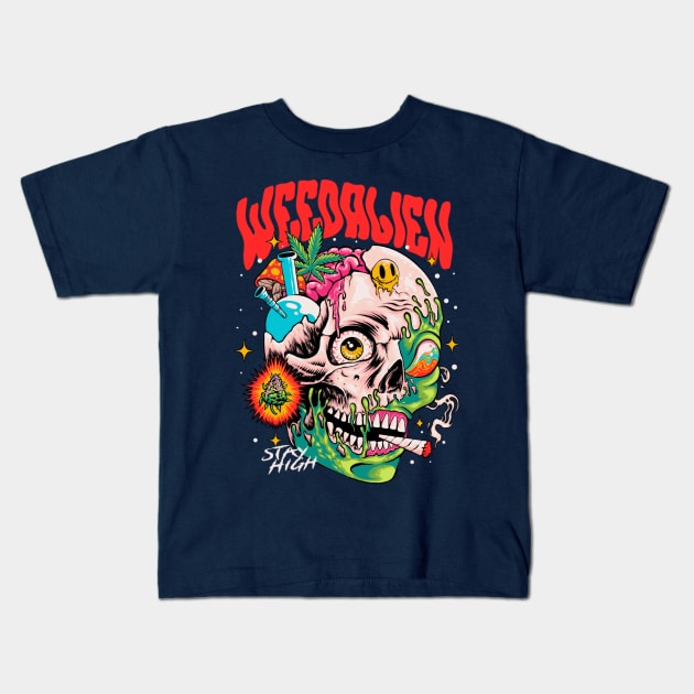 Weed alien Kids T-Shirt by KDX